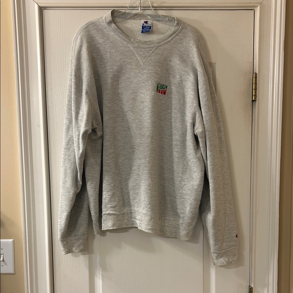 Champion Light Gray Crewneck Men's Mountain Dew Sweatshirt